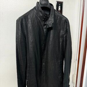 JOHN VARVATOS Waxed Coated Linen Shirt Jacket (sz. 48)